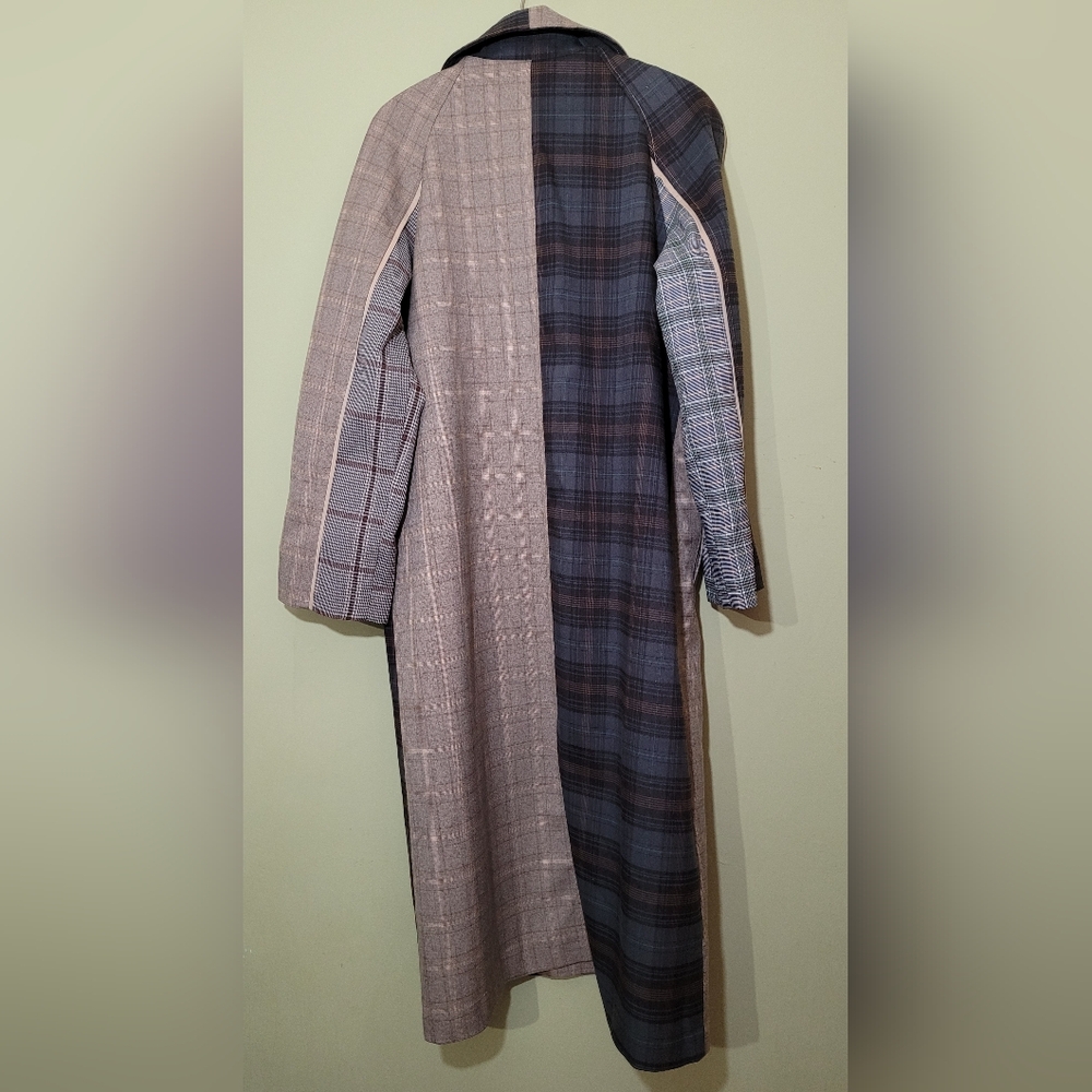 Urban Outfitters Plaid Oversize Trench Jacket in Tan and Brown Medium - Picture 4 of 13